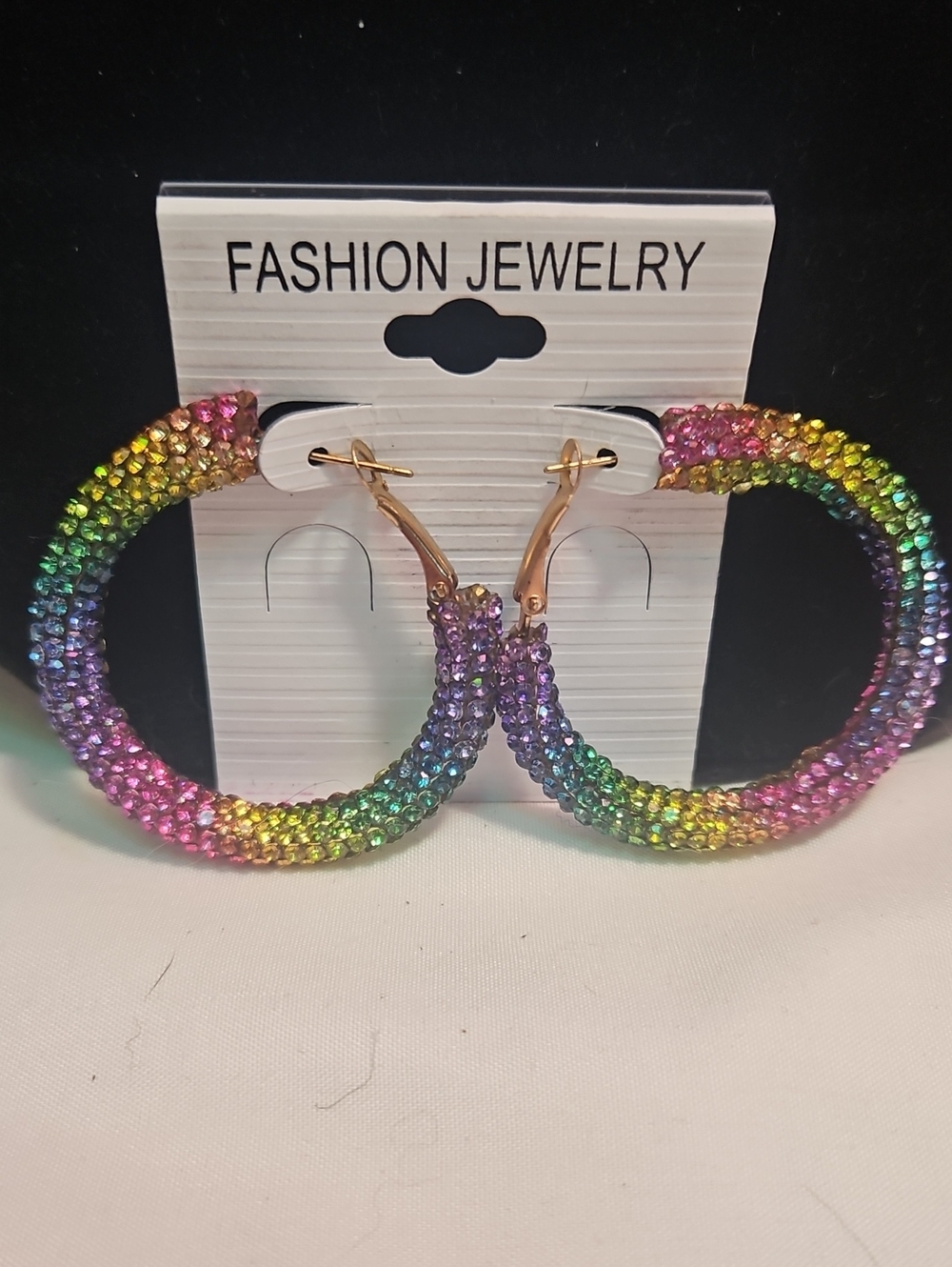 Fashion Jewelry Crystal Ombre Hoop Earrings - Pink, Purple, Blue, Green, Yellow
